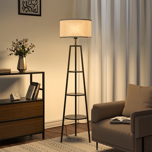 Wooden tripod floor - floor, lamp