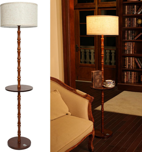 Vintage wooden floor lamp - wooden,