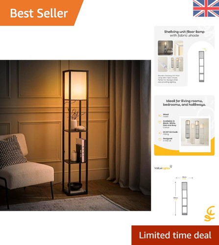 Black wooden floor lamp - black,