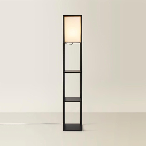 Black wooden floor - wooden, lamp