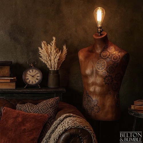 Steampunk rust mannequin lamp - rust,