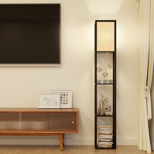 Wooden shelf floor lamp - wooden,