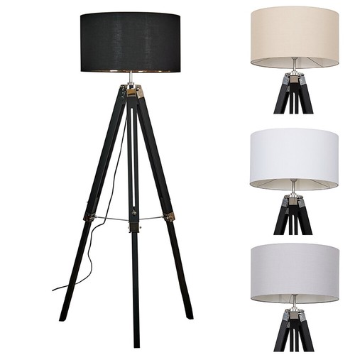 Wooden tripod floor lamp black - lamp,