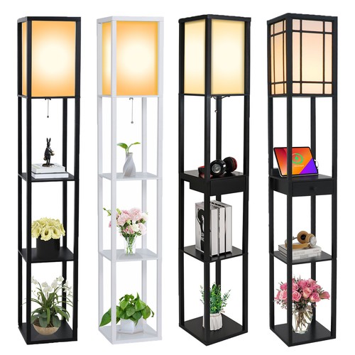 Wooden shelf floor lamp - wooden,