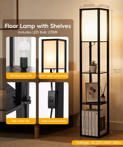Floor lamp with shelves 3 - floor, shelves,