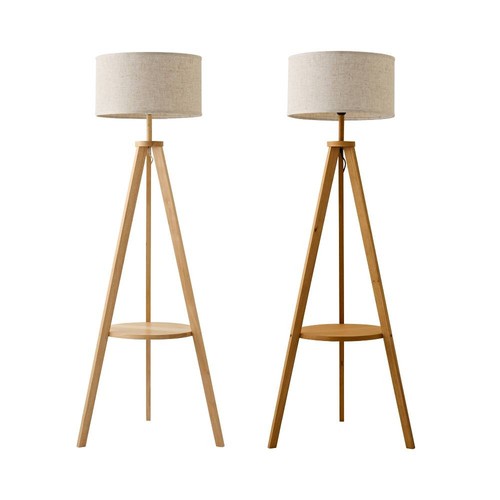 Wooden tripod floor - wooden, lamp