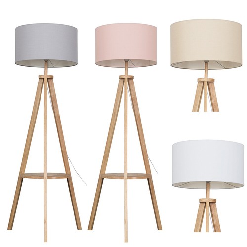 Wooden tripod floor - floor, lamp