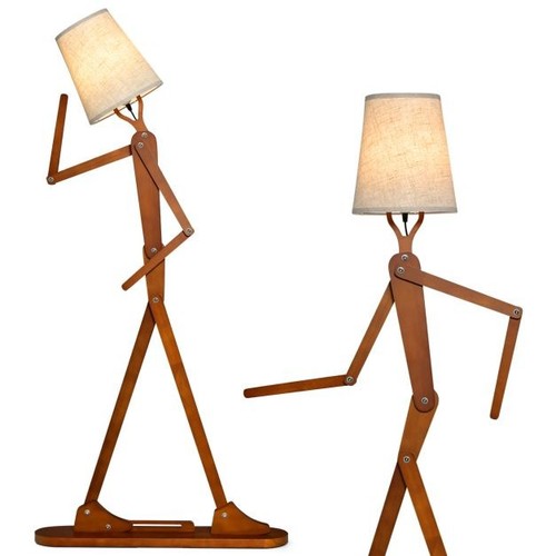 Adjustable wooden floor lamp - wooden,
